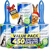 PetLovers Extra klebrige Fusselrolle Mega Value Set 450 Blatt für die Tierhaarentfernung Hunde- und Katzenfusselentfernung 5 Stück
