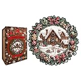 Puzzle – Interaktives Kranz-Design mit weihnachtlichem Thema, Holzkranz, Puzzles für Männer, Frauen, Jungen, Jugendliche, Ehemann, Sohn, Tochter, Familie, Freunde, Kollegen und andere