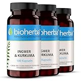 300 Kurkuma Kapseln mit Ingwer Hochdosiert Kapseln Ginger Curcumin Curcuma extrakt Mit Chrom für Stoffwechselunterstützung & Blutzuckerregulierung Antioxidative Wirkung, PZN 17192073 von BIOHERBA