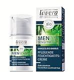 lavera pflegende Feuchtigkeitscreme Men sensitiv - Gesichtscreme für Männer - schnell einziehende Gesichtspflege - Ginkgo & Bio-Bambus - Hyaluron & Karanjaöl - Naturkosmetik - bio - vegan - 30ml