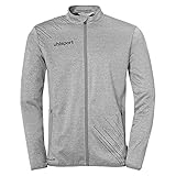 uhlsport Score 26 Classic Jacke Herren Sport Fußball Trainingsjacke Sweatshirt Jacke Sweatjacke - elastischer Ausgehanzug mit Reißverschluss-Taschen, dark grau melange/schwarz, L