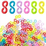 CIATBYYJ 1000 Stück S Clips Loom Bänder Zubehör,Bunte Loom Bänder Verschlüsse,DIY Rubber Band Schmuck Zubehör für Den Anschluss Von Band Armbänder Erwachsene Kinder