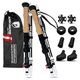 ALPIN LOACKER Wanderstöcke faltbar Aluminium mit Korkgriff I Nordic Walking Stöcke Damen I Leichte Faltbare Trekkingstöcke Teleskop für Bergsport, 115-135 cm