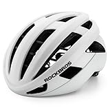 ROCKBROS Fahrradhelm Integrierter Radhelm Cityhelm Rennradhelm für Mountainbikes Rennräder Unisex Erwachsene Damen und Herren M(54-58cm) Weiß-matt