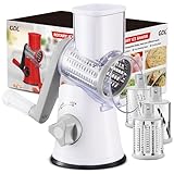 GDL Ice Crusher, Slushy Maker Maschine mit 3 Trommelmessern, Eiscrusher Manuell mit Kurbel Spülmaschinenfest und Schnellschnitt, Crushed Ice Maker Reibe für Eis, Slushy, Gurke, Karotte, Käse (Weiß)