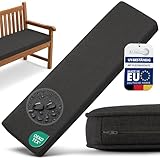 Beautissu Bankauflage Outdoor 150x50 cm Bankkissen Wetterfest - UV-Beständig Pflegeleicht Gartenbank Sitzkissen waschbar – 5cm dick Bankpolster Bezug abnehmbar Gartenmöbel Anthrazit – Calme BK