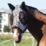 Harrison Howard Super Comfort Stretchy Fly Mask Large Eye Space with UV Protection Soft on Skin with Breathability Leopard Drucken (L)