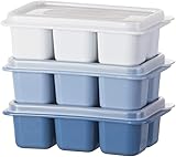 Eiswürfelform 3er Set, 6 Mulden Quadratische Eis Energiesparend Eisbereiter Silikon Eiswürfel mit Deckel Eiswürfel Klein Tragbar Auto Kühlschrank Kompatibel für Tee Likör Getränke Praktisch Trea