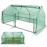 SUBTLETY 180x90x90cm Gartengewächshäuser Winterfest Gewächshaus Set 140g/m² HDPE Wasserdicht Treibhaus mit 2 Rollladen Klimakontrolle Anzuchthaus Platzsparend Tomatenhaus für Garten Balkon (Grün)