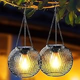 Solarlampen für Außen, Ortiny 2 Stück IP65 Wasserdicht Metall Solarlampen für Außen Garten Christmas Decorations Solarlampen für Garten Draußen Gartendeko Patio Baum Balkon Rasen Wand Tisch Geschenk