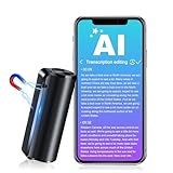 64GB magnetischer KI-Sprachrekorder mit App-Steuerung, Rauschunterdrückung, Spracherkennung, Zusammenfassung & Mindmapping – 58 Sprachen, ideal für Interviews, Vorträge & Meetings