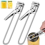 2 Stück Dosenöffner Manuell, Deckelöffner für Schraubgläser, Verstellbarer Glasöffner Schraubdeckelöffner Deckelöffner Edelstahl, Einstellbare Flaschenöffner Glasdeckelöffner für Senioren Frauen