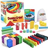 calmado - Domino Spiel 450 teilig Dominosteine aus Holz, Spielzeug ab 3 Jahre - Bausätze für Kinder - Domino Grand Edition im Set + Tasche + Anleitung + Accessoires