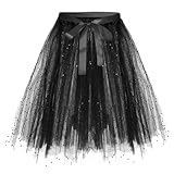 Tüllrock Damen Minirock 3 Lagen Petticoat Tanzkleid Dehnbaren Mini Skater Tutu Rock Erwachsene Ballettrock Tüllrock für Halloween Karneval Party Cosplay Kostüme Tanzen