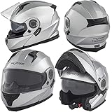 Helm Modular Klapphelm Innensonnenblende Motorradhelm Silber M