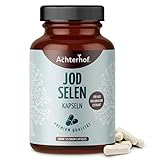 Jod Selen Kapseln (180 Stück) | 100 μg Jod und 40 μg Selen pro Tagesdosis | mit Thymianextrakt und der Aminosäure L-Tyrosin | für 180 Tage | Achterhof