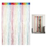 Fadenvorhan 100 X 200 cm, Fadenvorhang Insektenschutz, Türvorhang Insektenschutz, Gefärbt Streifenvorhang, Fliegenvorhang Tür für Wohnzimmer, Balkon, Zimmer, Küche, Vorzimmer, Festliche Dekoration