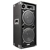 MAX210 Passive PA Lautsprecher, 1000 Watt Partybox mit Griffe, 2 x 10 Zoll Doppel-Tieftöner, Passiv, DJ Party Lautsprecher, Lautsprecherbox, Schwarz