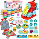 Jovicos Knetwerkzeug, Knete Zubehör Kitchen Creations Spielset mit 24 Dosen, Knete Set Nudelmaschine Burger Party, Kinder Plastilin Werkzeuge Knete Ausstechformen, Geschenk für Jungen Mädchen ab 3