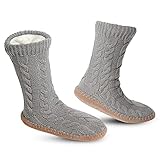 Vihir Hüttensocken Herren & Damen Winter, Dicke Pantoffel Socken, Rutschfeste Hausschuh Socken, Weiche Stoppersocken, Slipper Socken, Warme Hüttensocken Winter Weihnachtssocken Geschenk 1 Paar