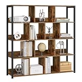 eSituro Standregal Regal stehend, Bücherregal mit 4 Ebenen, Bücherschrank Aufbewahrungsregal Küchenregal Eckregal, Standregal mit Kippsicherungen, aus Metall, 120x30x120 cm, Schwarz Rustikales Braun