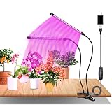 eisaro Pflanzenlampe LED Vollspektrum, 2 Köpfe 60 LEDs Grow Lampe mit Zeitschaltuhr 3/6/12 Std, 360 ° Verstellbare Pflanzenlicht, Grow Light mit USB Adapter, 3 Lichter Modi und 10 Helligkeitsstufen