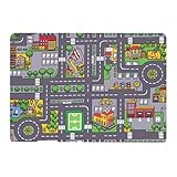 Générique Autoteppich für Kinder, waschbar, Spielteppich für Kinder, Rennstrecke, Stadtplan, Aktivitätsteppich für Babys, rutschfest, Geschenk (90 x 140 cm)