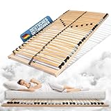 Coemo Lattenrost starr Ergo NV 100 x 200 cm 7-Zonen 28 Leisten Mittelzonenverstellung, Härtegrad einstellbar auch für Doppelbetten - für alle Matratzenarten | Schlaftypen