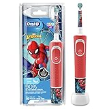 Oral-B Kids Spiderman Elektrische Zahnbürste für Kinder ab 3 Jahren, extra weiche Borsten, 2 Putzmodi inkl. Sensitiv, Timer, 4 Spiderman-Sticker, rot