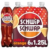 SCHWIPSCHWAP, Das Original – Koffeinhaltiges Cola-Erfrischungsgetränk mit Orange in Flaschen aus 100% recyceltem Material, EINWEG (6 x 1.25 l)