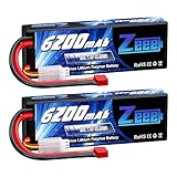 Zeee 2S Lipo Akku 7,4V 80C 6200mAh mit T Stecker Hardcase RC Batterie für RC Auto RC Flugzeug RC Hubschrauber RC Hobby (2 Packungen)