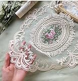 2 Stück 30,5 x 40,6 cm – in Retro French Lace Tischsets – handgefertigte bestickte beige Häkeldeckchen für Tisch und Tassenmatte