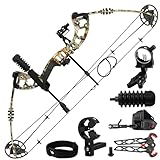 SERfawnCH Compoundbogen Tarnmuster 30-70 LBS einstellbar Jagd Sportbogen mit Pfeilen Set für Outdoor Erwachsene Jugendliche Anfänger 320 FPS
