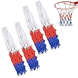 AMFUN Basketballnetz 50 cm Lang, 4 Stück Profi Basketballnetz, für Standard Körbe Ø 45 cm, für Standard 12 Schlaufen, Basketball Ersatz Netz, für Allwetter drinnen/draußen