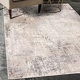 Carpeto Rugs Abstraktes Vintage Designer Teppich - Kurzflor - Weich Teppich für Wohnzimmer, Schlafzimmer, Esszimmer - ÖKO-TEX Wohnzimmerteppich - Teppiche - Beige Grau 1-200 x 300 cm