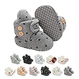 Unisex-Baby Neugeborenes Fleece Booties, Baby Jungen Mädchen Weiche Sohlen Streifen Bootie Kleinkind Stiefel Niedlich Stiefel Socke Einstellbar