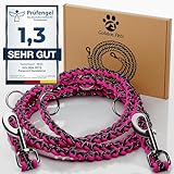 Testnote: Sehr gut - Hundeleine reflektierend I 2m, verstellbar, wetterfest & reißfest bis 250 kg I Paracord Führleine, Umhängeleine I kleine - große Hunde