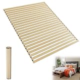 UISEBRT Rollrost Lattenrost aus Fichtenholz, 23 Leisten, 140 x 200 cm Rolllattenrost, Holzlatten mit schwarzem Gummiband, für alle Matratzentypen geeignet, Tragkraft bis 300 kg