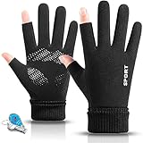 KXF Warme fingerlose Winterhandschuhe für Herren und Damen, winddicht, Thermo-Handschuhe mit dickem Samtfutter, verlängerte Strickmanschette, fingerlos, Touchscreen-Handwärmer, Fäustlinge zum