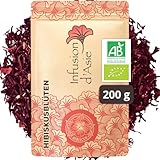 Khla - Bio-Hibiskusblüten 200 g - Lose und Getrocknet - Hibiskus Tee Infusion - Hydration & Verdauung - Heiß oder Kalt - Blumig & Aromatisch - Reich an Antioxidantien - Herkunft Ägypten