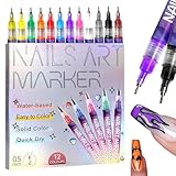 12 Farben 3D Nagellack Stift Set, Nail Art Nagelkunststift DIY Linie Nagelkunst Graffiti, Nagelspitze Nailart Beauty Schmücken Maniküre Werkzeuge, DIY Nagelkunst Nagellackstifte Nageldesign (1 Pcs)
