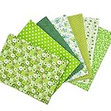 LPAMABA 7er Set 50x75cm Baumwollstoff Paket Patchwork Stoffe Stoff Stücke Paket Baumwolltuch Stoffpaket Stoffe Set zum Nähen Nähstoffe DIY Basteln Handwerken Grün Verschiedene Designs