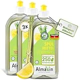 AlmaWin® Öko Spülmittel Zitronengras 3x500ml - Konzentrat - Für strahlend sauberes Geschirr
