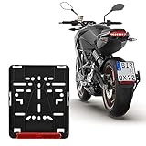 1x Kennzeichenhalter Für Kennzeichen im Format 180 x 200 mm 18 x 20 cm (für Motorrad Roller) Material ABS Kunststoff Schwarz (Unlackiert) Mit Rückstrahler Reflektor mit Zulassung