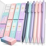 Nicpro 6 Stück Aesthetic Pastell Druckbleistift Set, 0,5 & 0,7 mm Minenbleistift, Niedliche Mechanische Bleistifte mit 12 Dosen HB Bleistiftminen & 3 Radiergummis, Girl School Schulsachen Coole Stifte