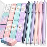 Nicpro 6 Stück Pastell Druckbleistift Set, 0,5 & 0,7 mm Minenbleistift, Niedliche Mechanische Bleistifte mit 12 Dosen HB Bleistiftminen & 3 Radiergummis, für Schreiben, Zeichnen mit Etui