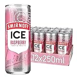 Smirnoff Ice Raspberry 12 Dosen, prickelndes Mixgetränk mit Smirnoff Vodka und spritzigem Raspberry Geschmack, perfekt für Partys und gesellige Anlässe, 10 Prozent Alkohol, 250-ml-Dosen