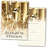 Absolutely Yours Party-Einladungen Packung mit 36 Stück. Champagner-Design-Einladung mit Umschlägen. 120 x 172 mm. Lieferung in wiederverwendbaren Kartons.