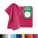 BaSaTex - 10er Pack Seiftücher für Gesichts- & Körperreinigung im Set - Frottee Seiflappen aus weicher Baumwolle in 30x30cm - Waschlappen Öko-Tex Made in Green Zertifiziert - Magenta