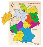 goki 57860 Einlegepuzzle Deutschland II aus Holz, Holzpuzzle mit allen Bundesländern, Lernspielzeug und Kinderpuzzle, fördert Fantasie und Motorik, 30cm x 40cm, 16er Set, ab 4 Jahre